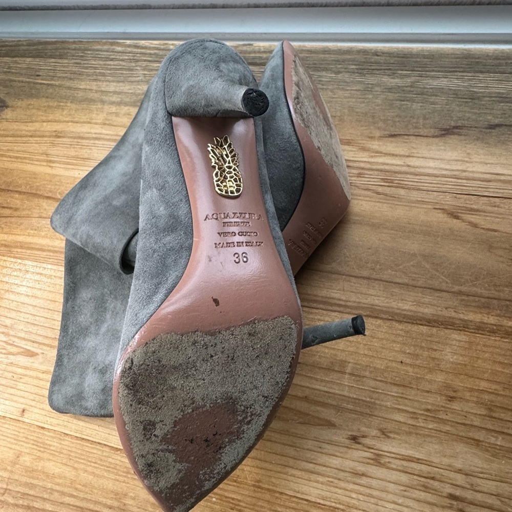 AQUAZZUBA Gray Suede Foldover Boots - Picture 4 of 8